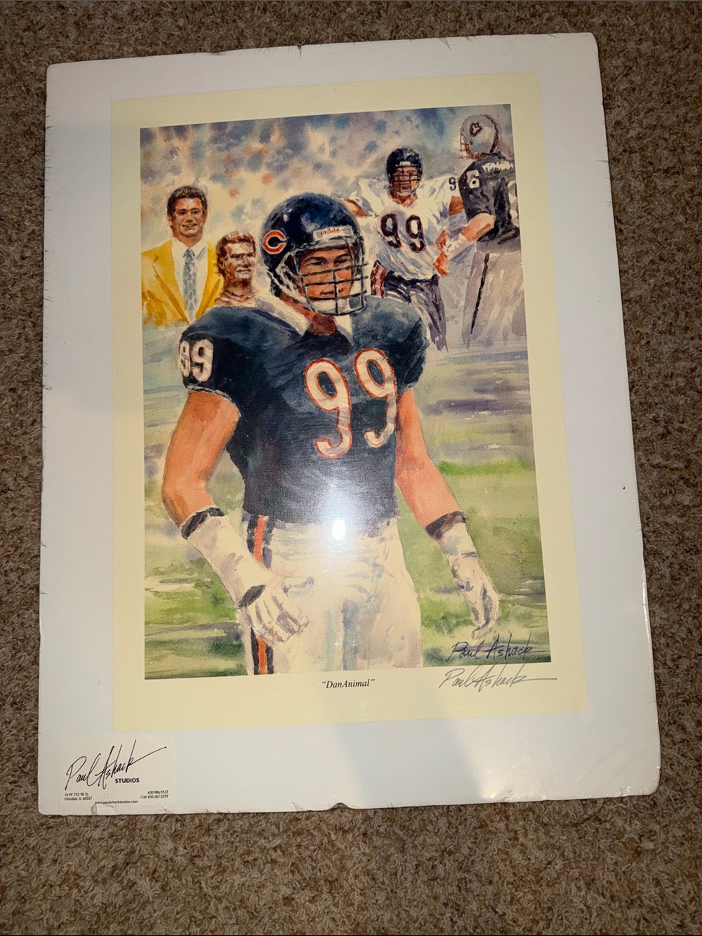 signed art print of Chicago Bears Hall of Fame defensive lineman Dan Hampton